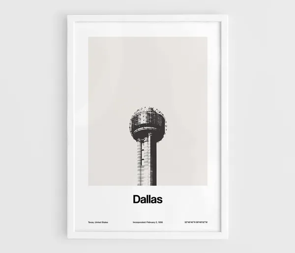 Dallas Reunion Tower Minimalist Cityscape Art Print