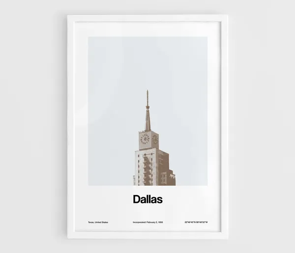 Dallas Texas Minimalist City Skyline Art Print