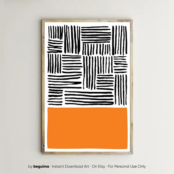 Orange Mid Century Modern Abstract Art Print