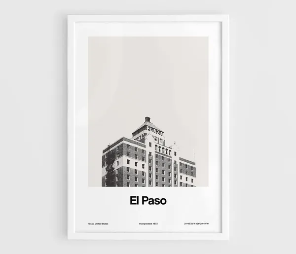 El Paso Plaza Hotel, Pioneer Park Minimalist Art Print