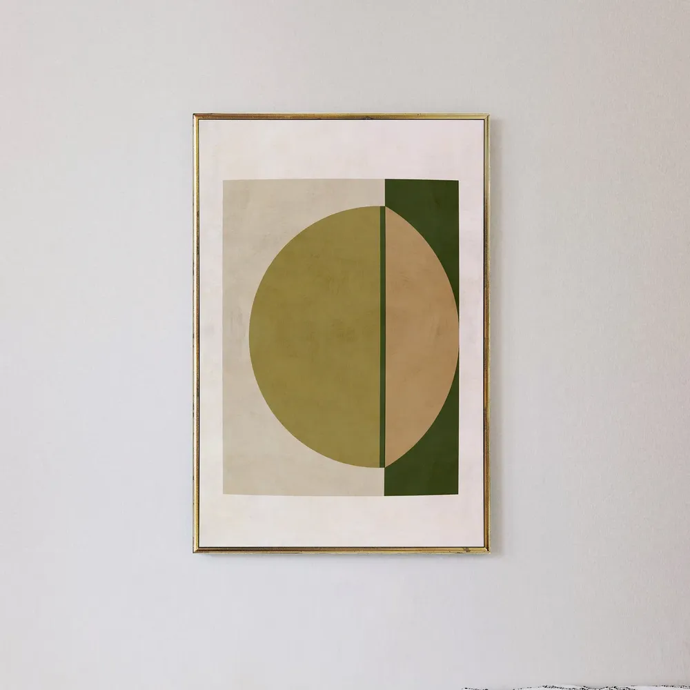 Abstract Art Print, Modern Olive Green Geometric