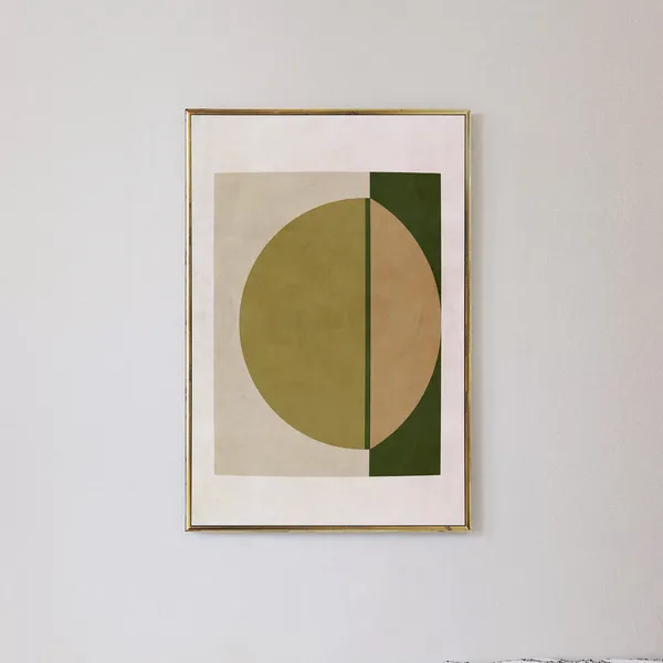 Abstract Art Print, Modern Olive Green Geometric