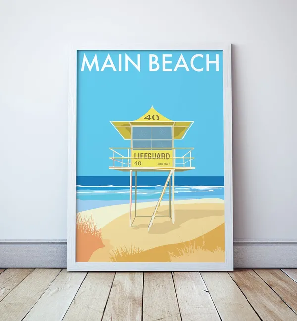 Main Beach Gold Coast Vintage Travel Poster