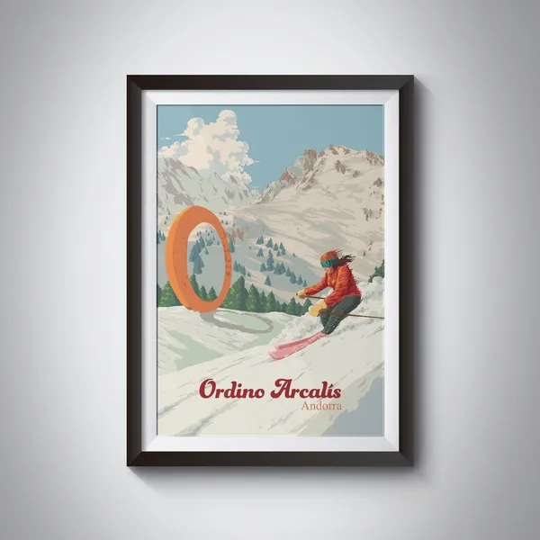 Ordino Arcalis Vintage Ski Resort Art Print