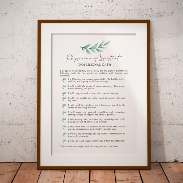 Physician Assistant Oath, Graduation Gift Poster Print