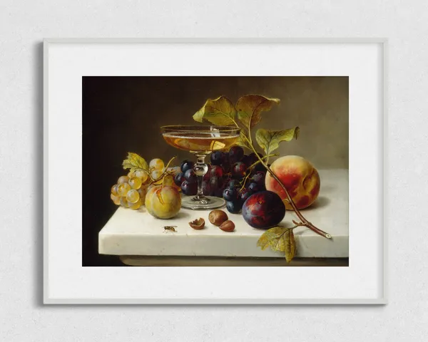 Vintage Still Life Painting, Dining Room Art Print
