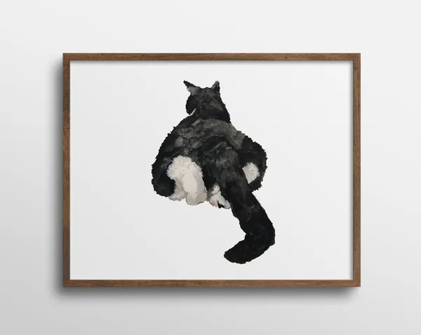 Izzie Baby Got Back Cat Watercolor Art Print