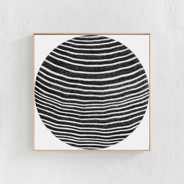 Abstract Circle Print, Black and White Modern Art Print