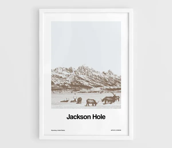 Jackson Hole Valley Wyoming Travel Poster, Minimalist