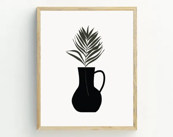 Minimalist Botanical Leaf Art Print, Boho Decor