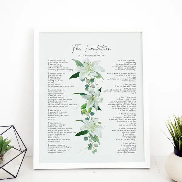 The Invitation by Oriah Mountain Dreamer, Minimalist Art Print