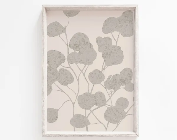 Grey Botanical Flower Minimalist Art Print