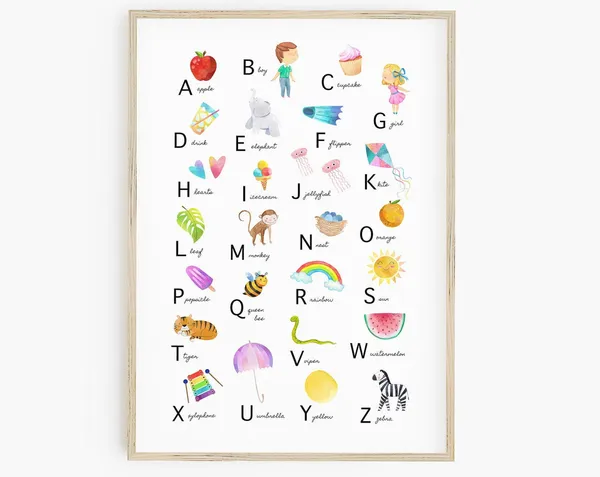 Rainbow Alphabet ABC Print, Preschool Classroom Decor