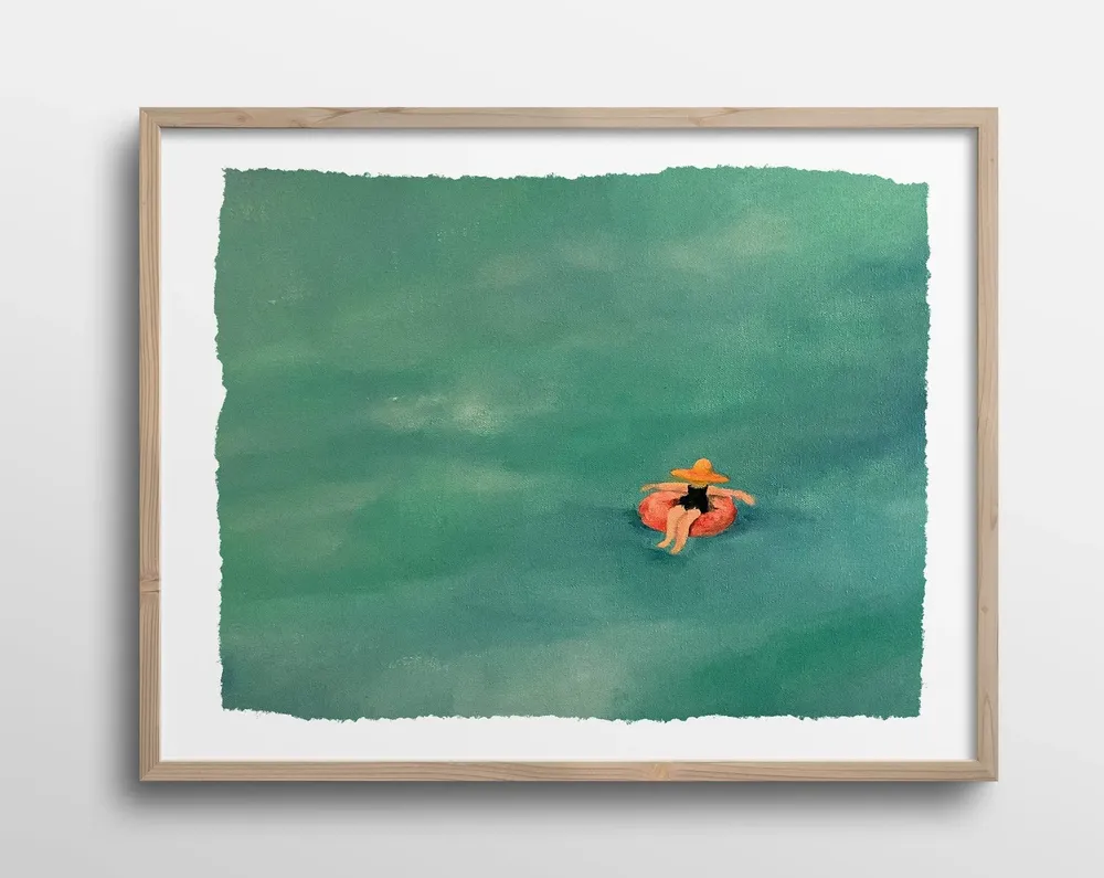 Floating In The Ocean Acrylic Painting Art Print