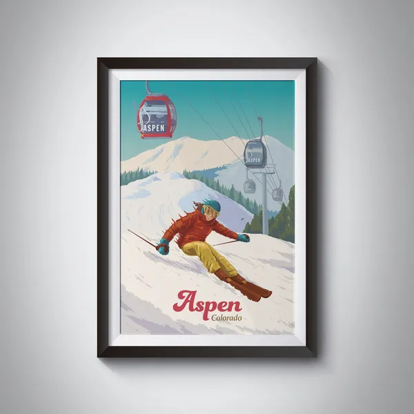 Aspen Colorado Vintage Ski Resort Travel Poster