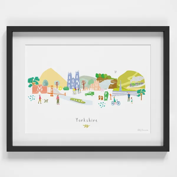 Yorkshire Skyline Art Print, County Landmarks Poster