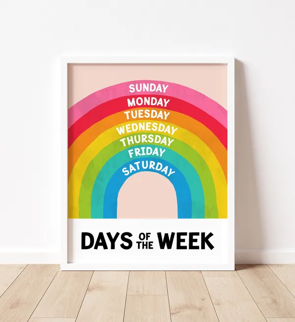 Rainbow Days Of The Week Nursery Learning Art Print