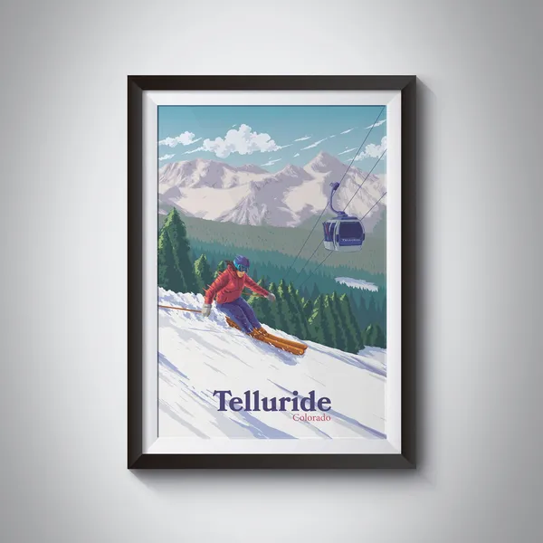 Telluride Colorado Vintage Ski Resort Travel Poster