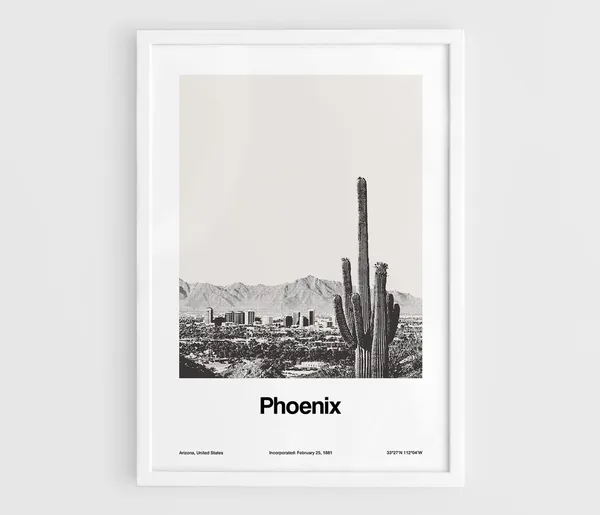 Phoenix Arizona Minimalist City Print, Skyline