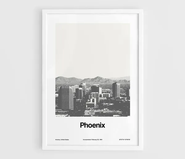 Phoenix Minimalist Skyline, Arizona Travel Poster