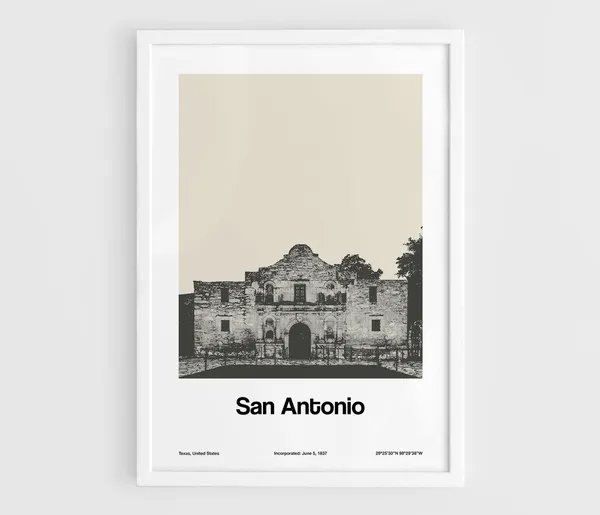 Alamo Mission San Antonio Minimalist Art Print