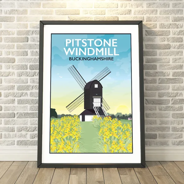Pitstone Windmill Buckinghamshire Travel Poster, Memory