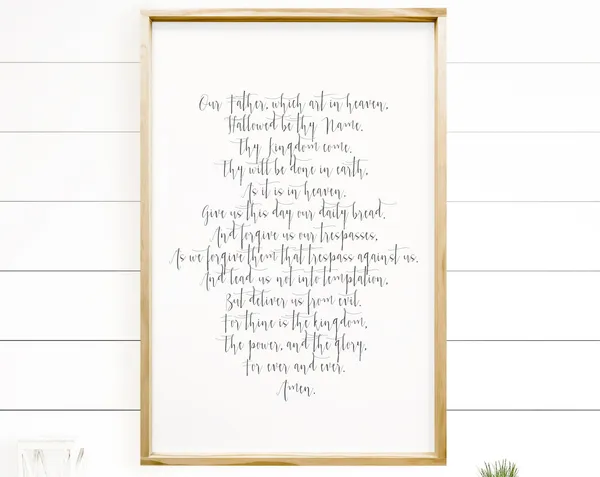 Our Father Who Art In Heaven Prayer, Religious Wall Art Print