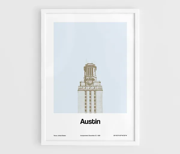 Austin Texas Skyline, Minimalist Poster Print