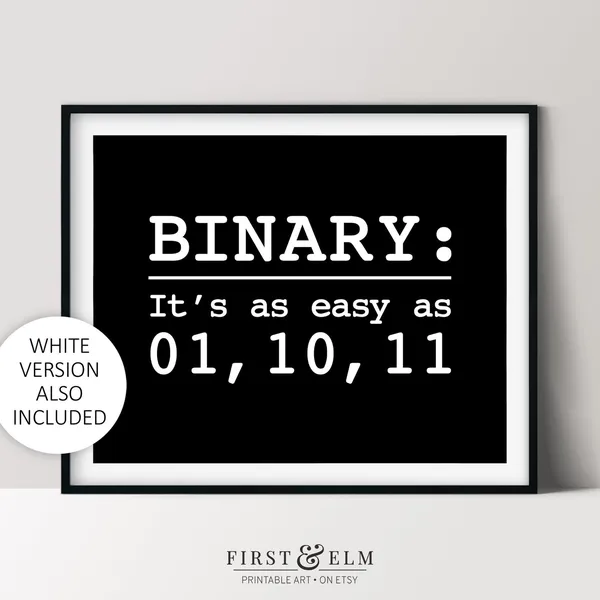 Binary Code Humor Art Print, Programmer Joke