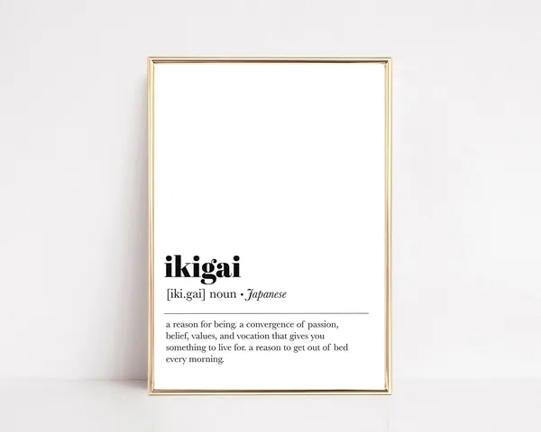 Ikigai Definition Art Print, Japanese Office Decor
