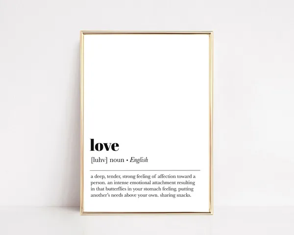 Love Definition Minimalist Art Print, Gift for Husband