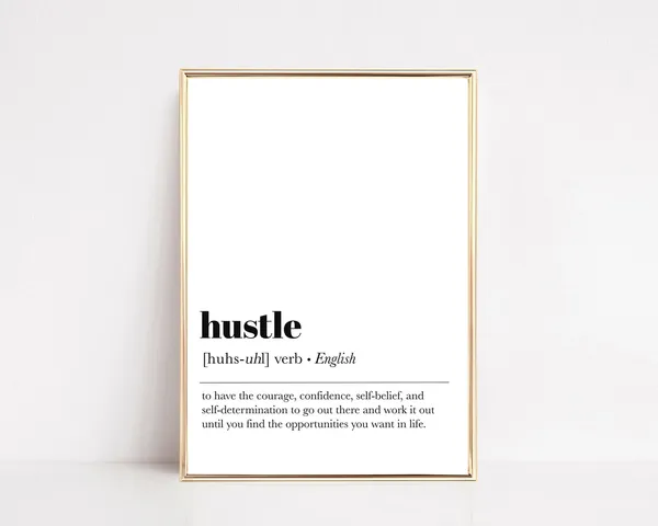Hustle Definition Poster, Office Decor For Women