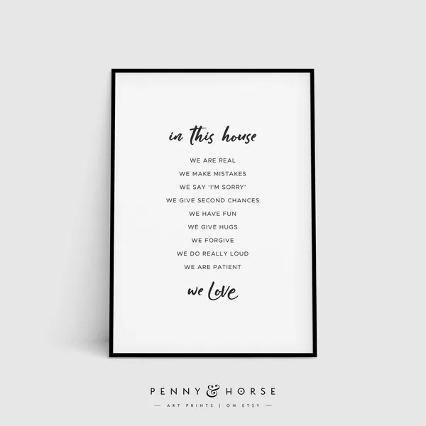 In This House We Are Real Family Quote Art Print