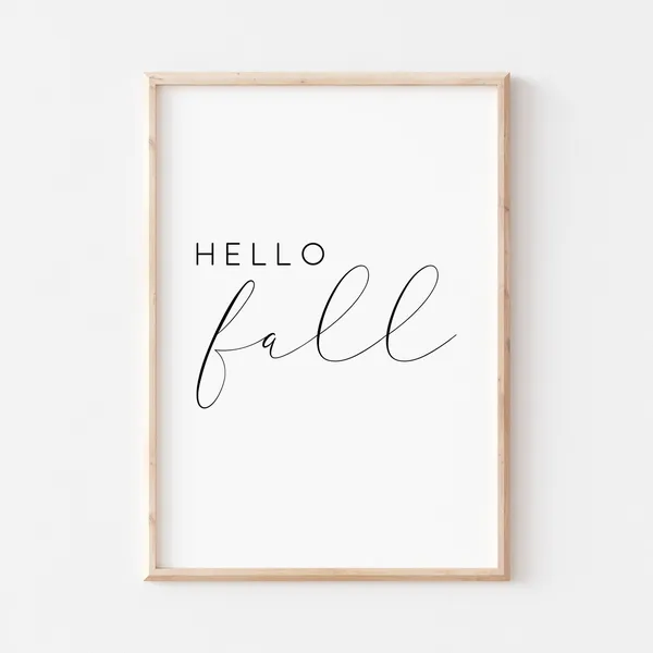 Hello Fall Sign, Autumn Quote Wall Art