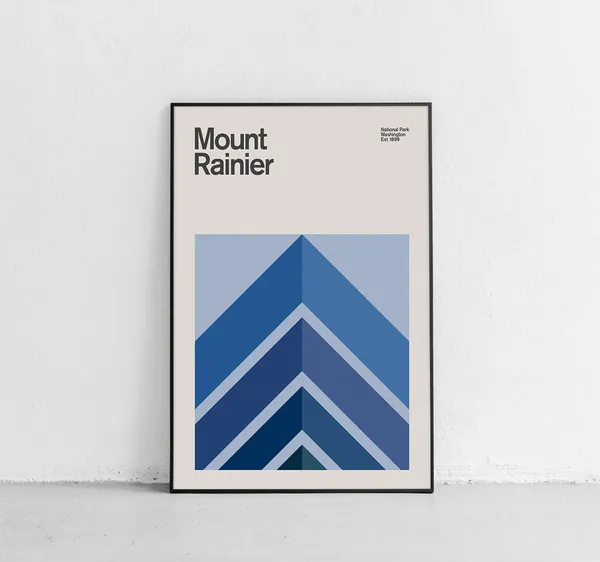 Mount Rainier National Park Mid-Century Travel Poster