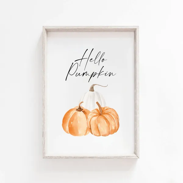 Hello Pumpkin Art Print, Autumn Seasonal Decor