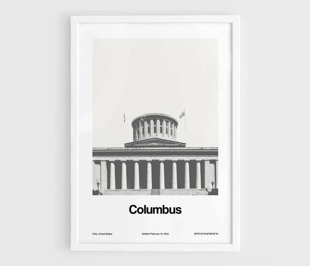 Columbus Ohio Minimalist Travel Poster, Ohio Statehouse