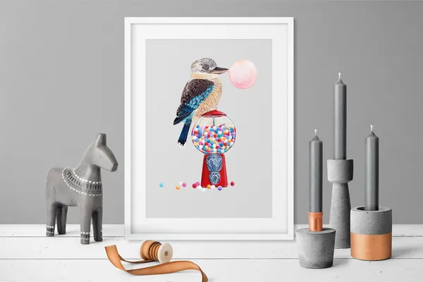 Vintage Kookaburra Baby Nursery Art Print