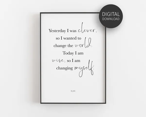 Rumi Quote Art Print, Minimalist Philosopher Quote