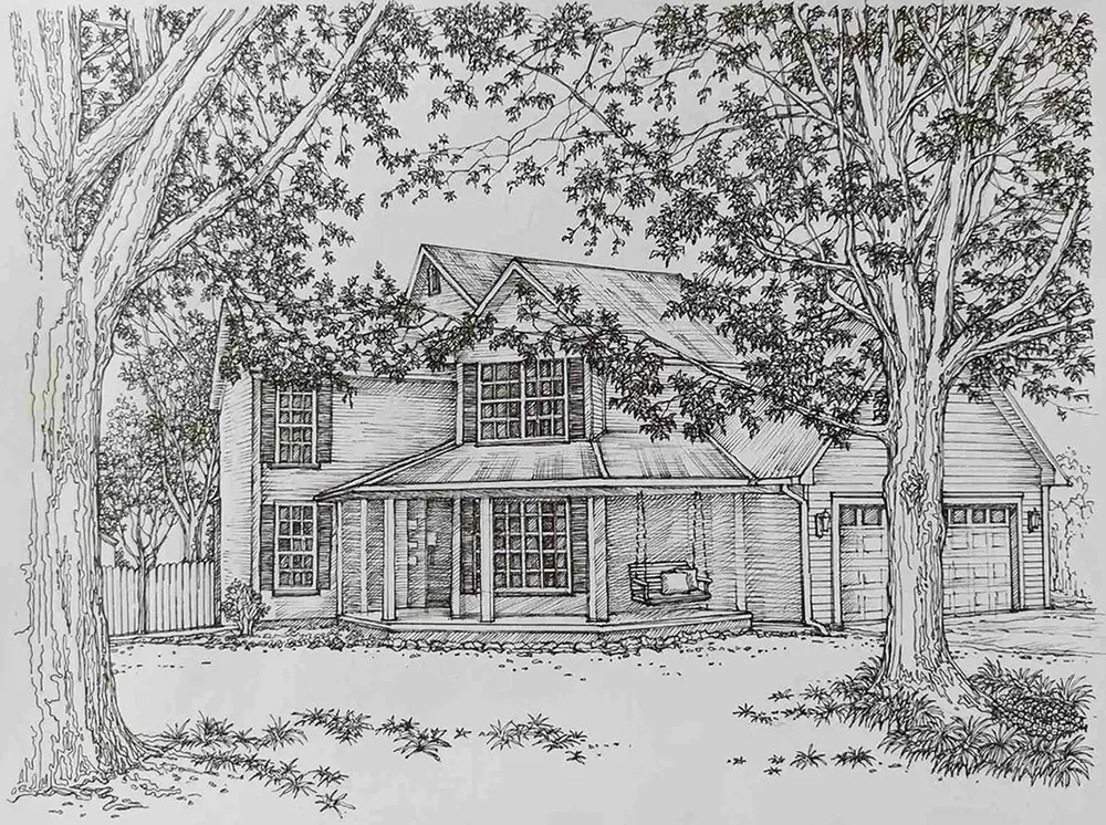 Custom Home Portrait, Hand-Drawn House Sketch Print - Image 3