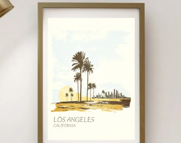 Los Angeles Retro Travel Poster, California Art Print
