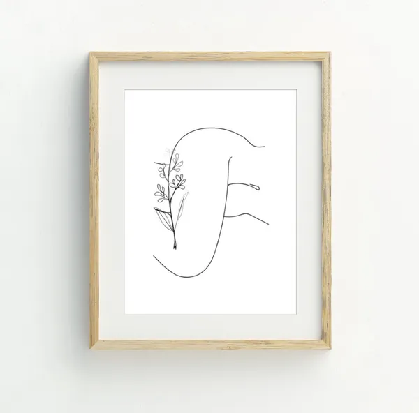 Woman Line Art Abstract Nude Figure Art Print