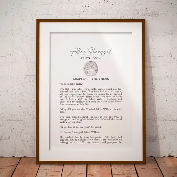 Atlas Shrugged by Ayn Rand, Minimalist Art Print