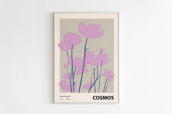 Cosmos Botanical Illustration, Abstract Wall Art Print