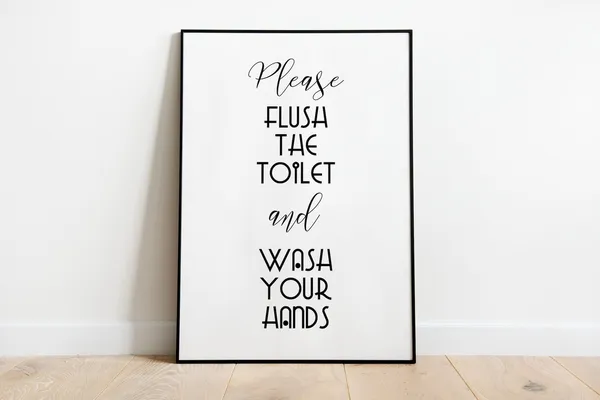 Please Flush the Toilet and Wash Your Hands Bath Poster