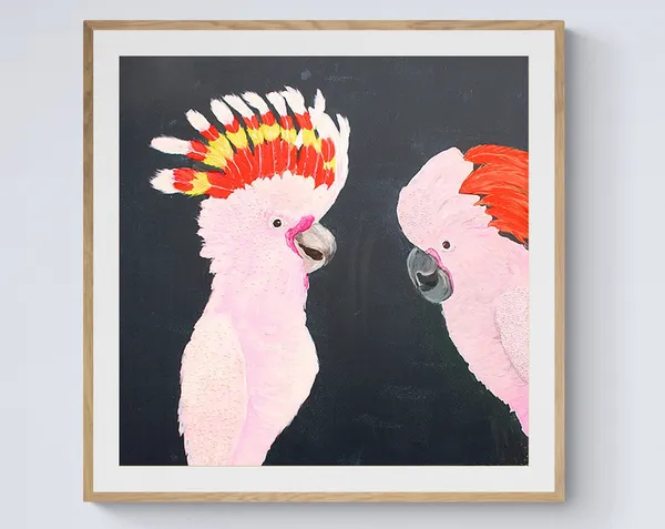 Pink Cockatoo Watercolour Art Print, Kids Room