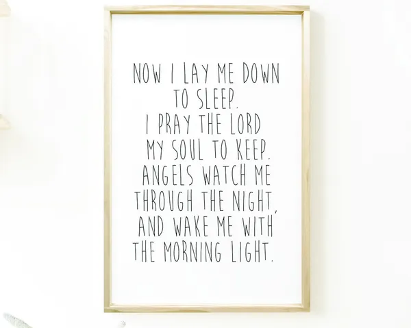 Now I Lay Me Down To Sleep Nursery Prayer Art Print