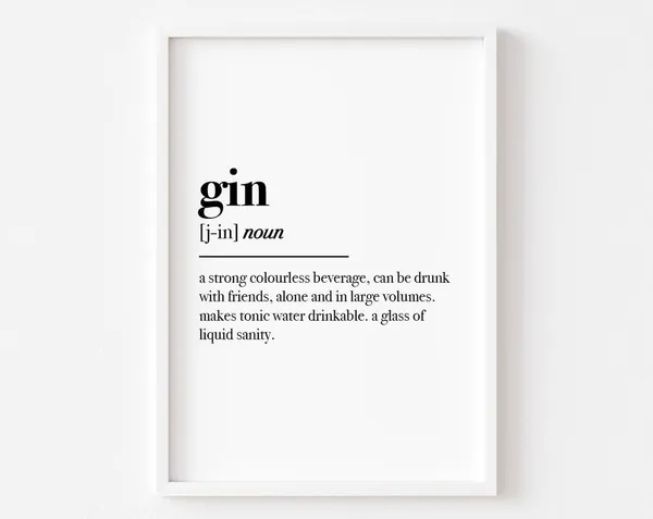 Kitchen Gin Definition Art Print, Food Wall Decor