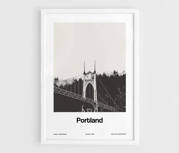 Portland, Oregon St Johns Bridge Minimalist Art Print