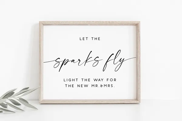 Let The Sparks Fly Wedding Sparkle Sign, Art Print